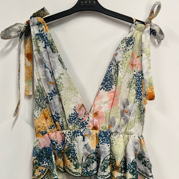 Agua by Agua Bendita Embroidered Linen Infinito Florecer Maxi Dress Medium - Picture 4 of 12